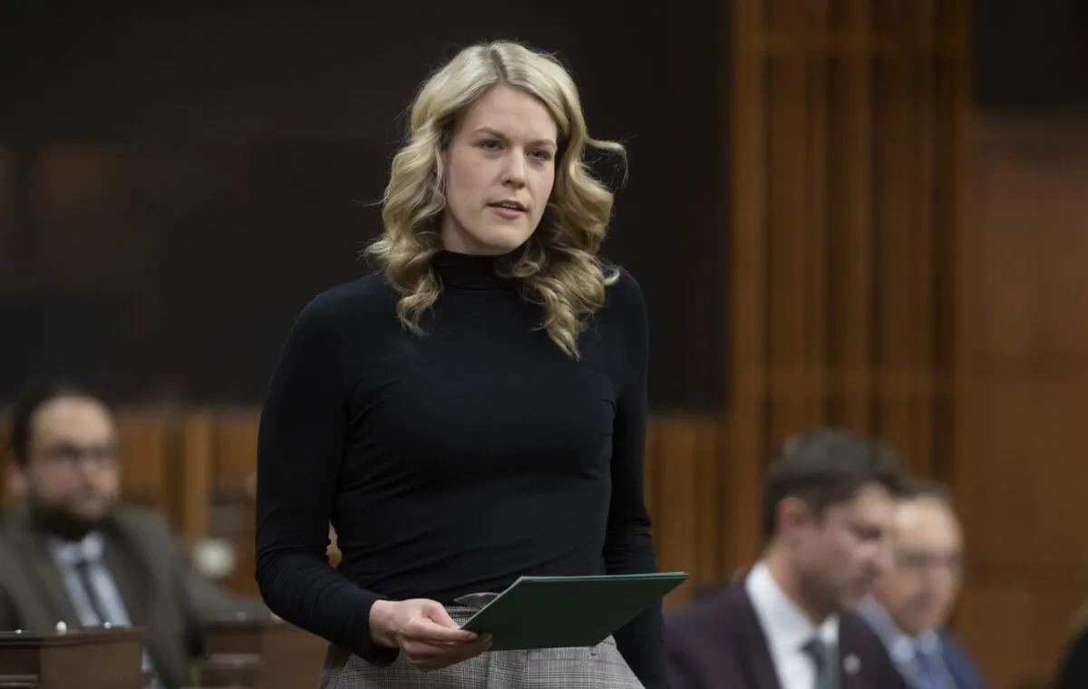 Conservative MP Rachael Harder rises during question period in the House of Commons on April 14, 2021. (Adrian Wyld/The Canadian Press)
