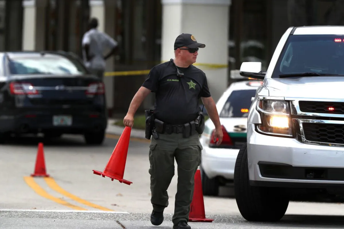 A Palm Beach County Sheriff deputy at the scene of a shooting inside a Publix along Okeechobee Blvd., in Royal Palm Beach, Fla., on June 10, 2021. (Carline Jean/South Florida Sun Sentinel/TNS)