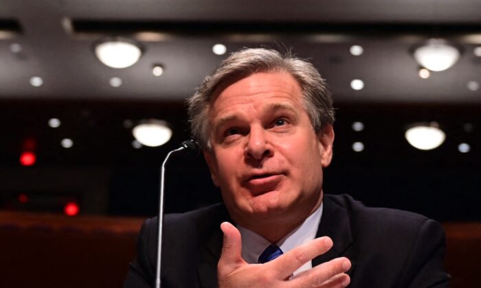 FBI Director Christopher Wray testifies before a House Judiciary Committee hearing on "Oversight of the Federal Bureau of Investigation," on Capitol Hill in Washington, on June 10, 2021. (Jim Watson/AFP via Getty Images)
