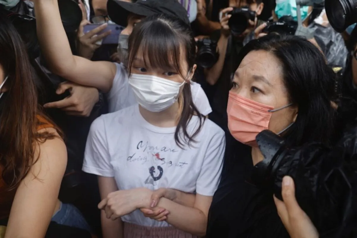 Pro-democracy activist Agnes Chow releases from prison after serving nearly seven months for her role in an unauthorised assembly during the city's 2019 anti-government protests, in Hong Kong, on June 12, 2021. (Tyrone Siu/Reuters)