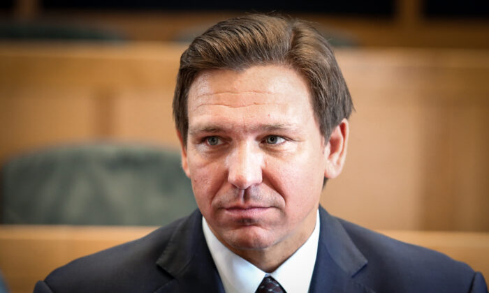 Florida Gov. Ron DeSantis is interviewed by The Epoch Times at Florida International University in Miami, Fla., on May 24, 2021. (Samira Bouaou/The Epoch Times)