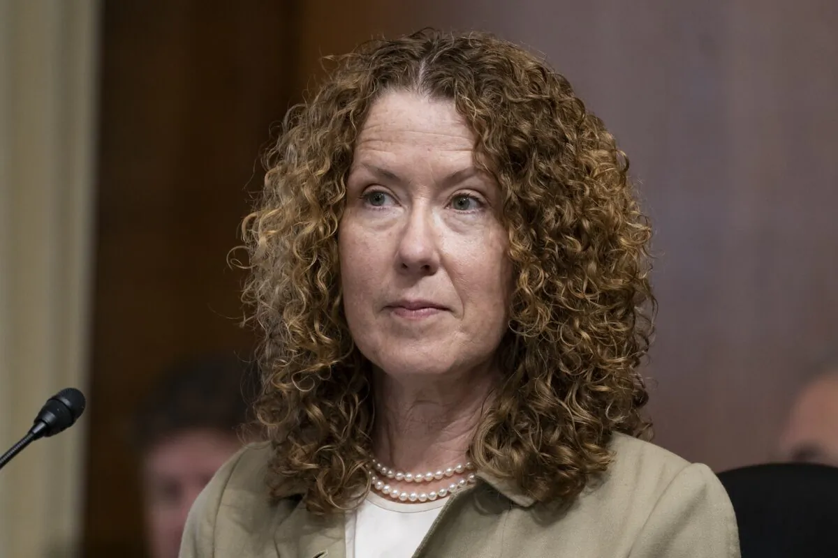 Tracy Stone-Manning listens during a confirmation hearing for her to be the director of the Bureau of Land Management, during a hearing of the Senate Energy and National Resources Committee on Capitol Hill, in Washington, on June 8, 2021. (Alex Brandon/AP Photo)