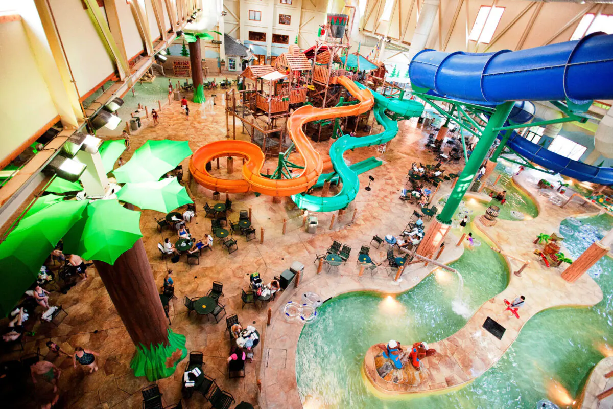 The water park at Great Wolf Lodge in Williamsburg, Va., is possibly its most outstanding attraction. (Courtesy of Great Wolf Lodge)