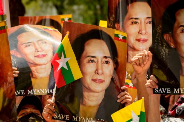 A protester in Burma