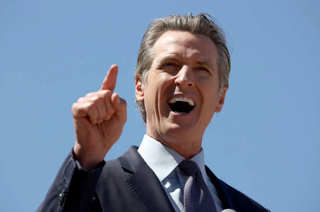California Gov. Gavin Newsom speaks during a news conference at San Francisco General Hospital on June 10, 2021. (Justin Sullivan/Getty Images)