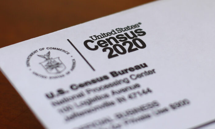 This April 5, 2020, photo shows an envelope containing a 2020 census letter mailed to a U.S. resident in Detroit. (Paul Sancya/File via AP)