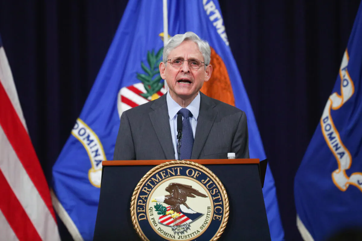 U.S. Attorney General Merrick Garland speaks about voting rights at the Justice Department in Washington, on Friday, June 11, 2021. (Tom Brenner/The New York Times via AP, Pool)