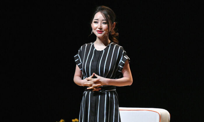 Yeonmi Park speaks onstage during The Tory Burch Foundation 2018 Embrace Ambition Summit at Alice Tully Hall in New York City on April 24, 2018. (Slaven Vlasic/Getty Images for Tory Burch Foundation)