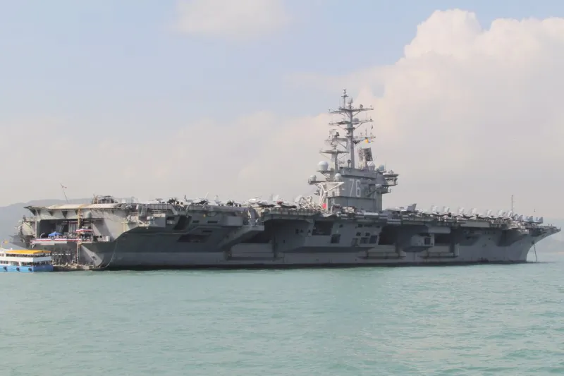 U.S. Navy aircraft carrier USS Ronald Reagan is seen during its visit to Hong Kong, China, on Nov. 21, 2018. (Yuyang Wang/Reuters)