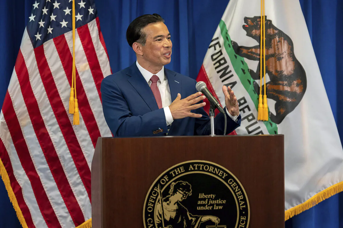 California Attorney General Rob Bonta speaks in Sacramento, Calif., on April 23, 2021. (Paul Kitagaki Jr./The Sacramento Bee via AP)