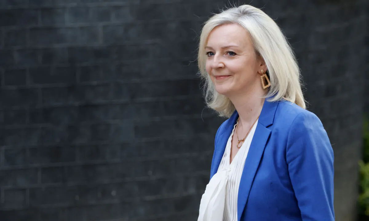 Britain's International Trade Secretary Liz Truss arrives at Downing street in central London on June 15, 2021. (Tolga Akmen/AFP via Getty Images)