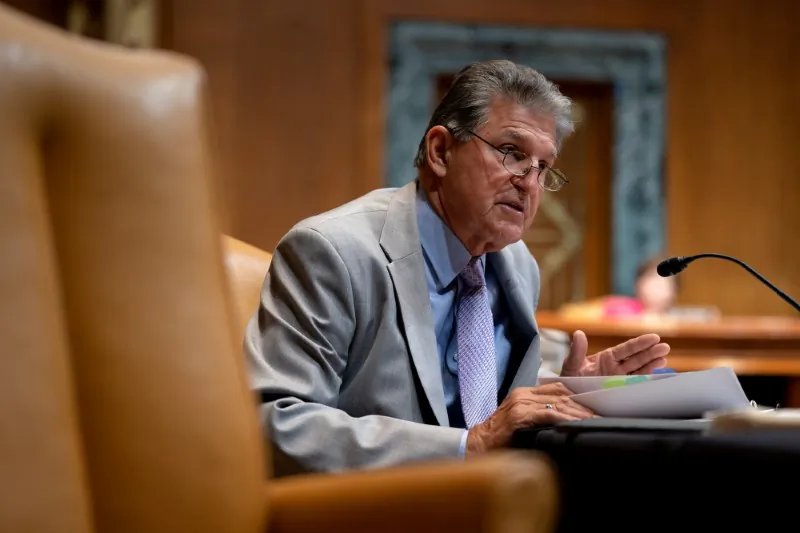 Sen. Joe Manchin (D-W.Va.) speaks during hearing at the Dirksen Senate Office building in Washington on June 9, 2021. (Stefani Reynolds/Pool via Reuters)