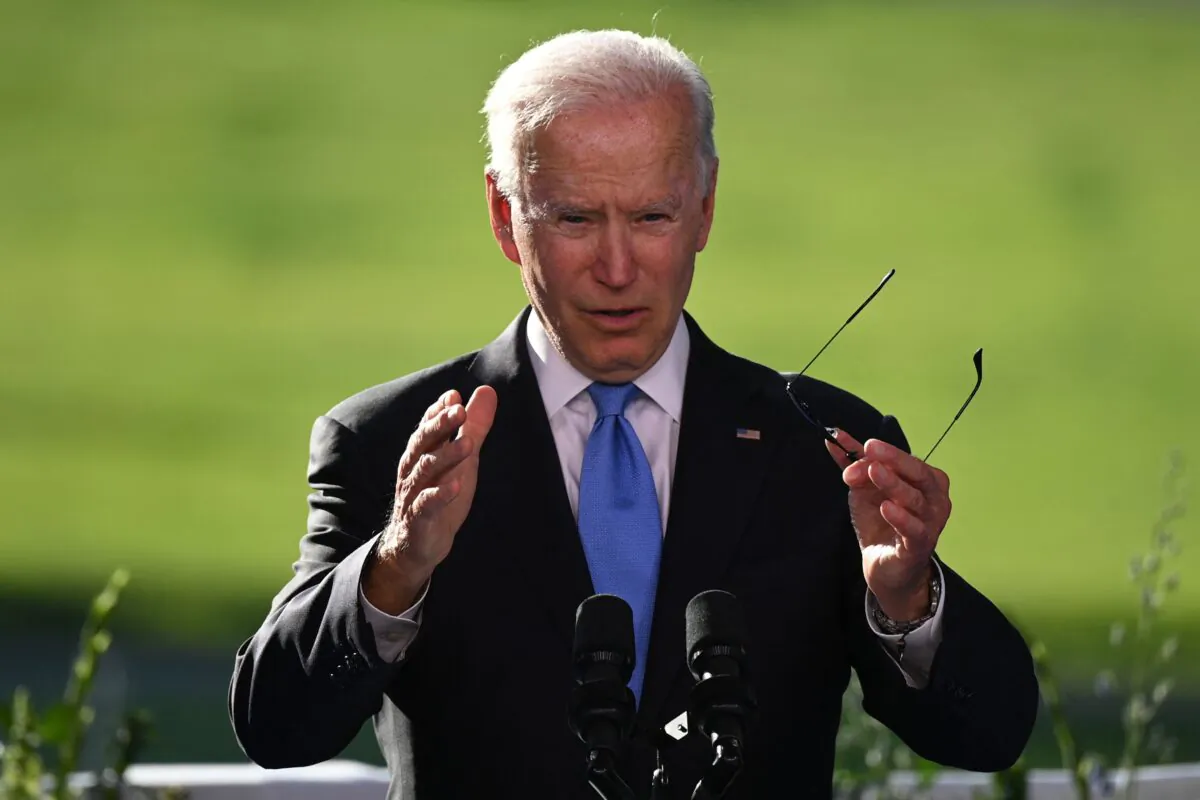 President Joe Biden holds a press conference after the U.S.-Russia summit in Geneva on June 16, 2021. (Brendan Smialowski/AFP via Getty Images)