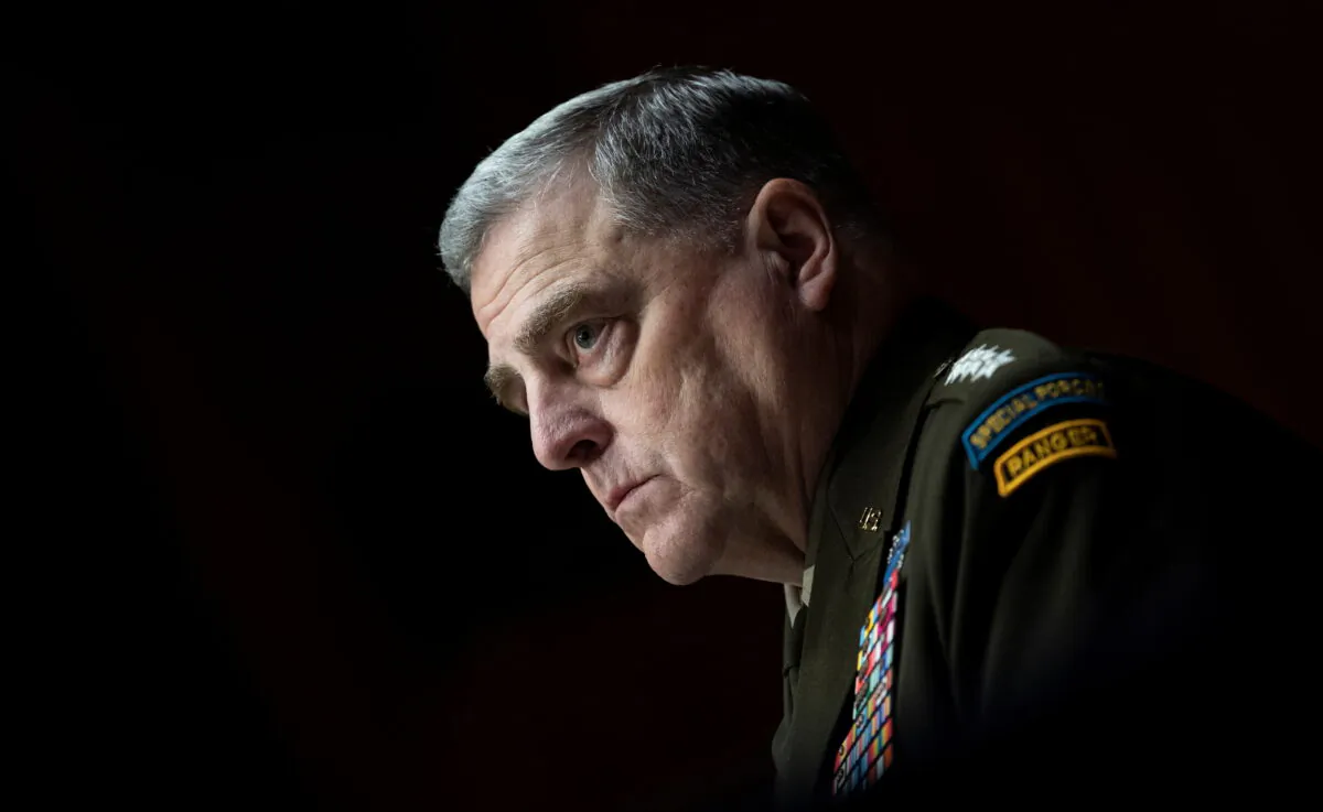 Chairman of the Joint Chiefs of Staff Gen. Mark Milley looks on during a Senate Appropriations Committee hearing in Washington, on June 17, 2021. (Caroline Brehman/Pool via Reuters)