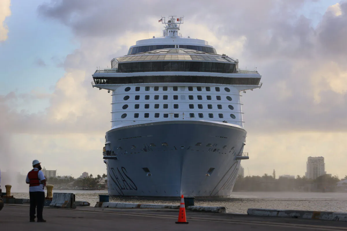 The Royal Caribbean’s Odyssey of The Seas arrives at Port Everglades in Fort Lauderdale, Fla., on June 10, 2021. (Joe Raedle/Getty Images)