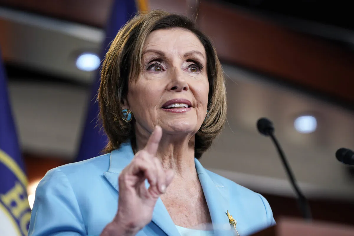 House Speaker Nancy Pelosi (D-Calif.) speaks to reporters in Washington on June 17, 2021. (Joshua Roberts/Getty Images)
