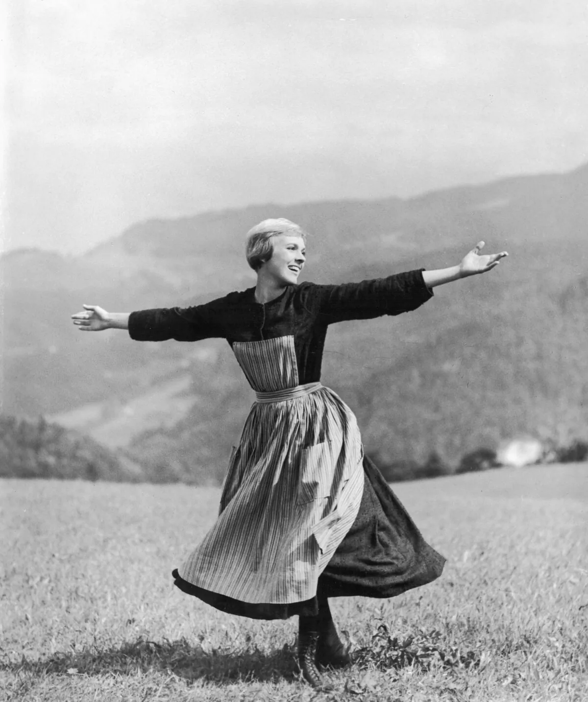 Julie Andrews in the opening scene of Rodger and Hammerstein’s 'The Sound of Music.” (Photo by Hulton Archive/Getty Images)