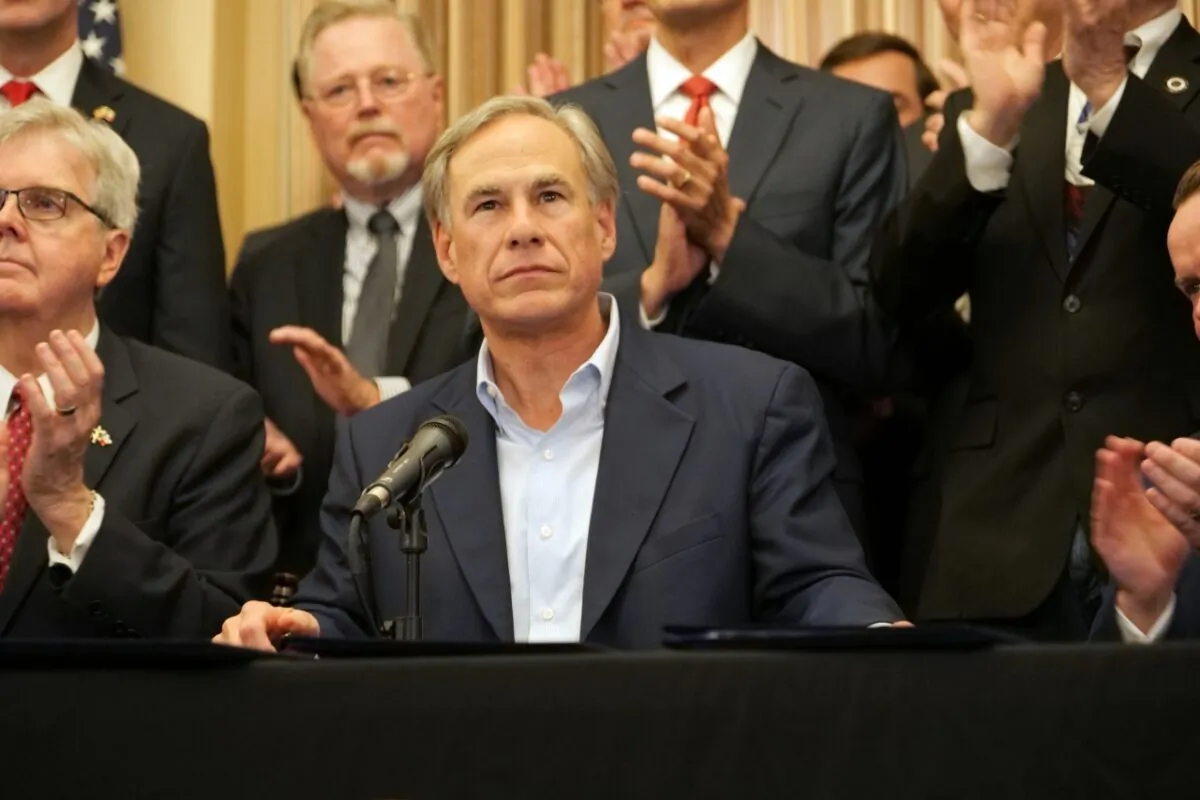 Texas Gov. Greg Abbott speaks at a press conference where he signed a gun rights bill in San Antonio, Texas, on June 17, 2021. (Marina Fatina/NTD)