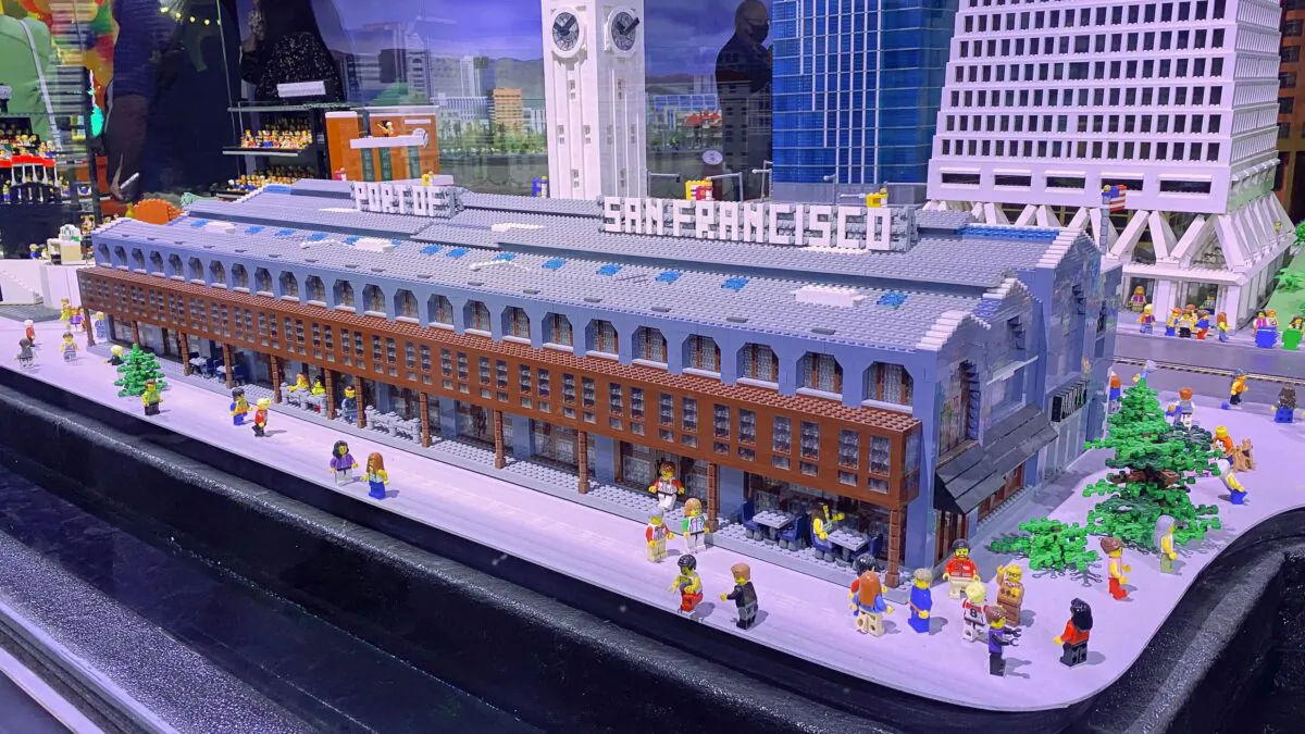 A miniature Port of San Francisco built of Lego bricks is part of Miniland displayed at Legoland Discovery Center Bay Area in the Great Mall in Milpitas, Calif., on June 14, 2021. (Ilene Eng/The Epoch Times)