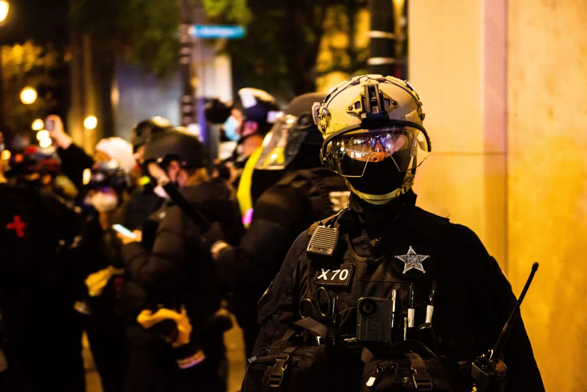Portland Police officers are seen in a file photo. (Kathryn Elsesser/AFP via Getty Images)