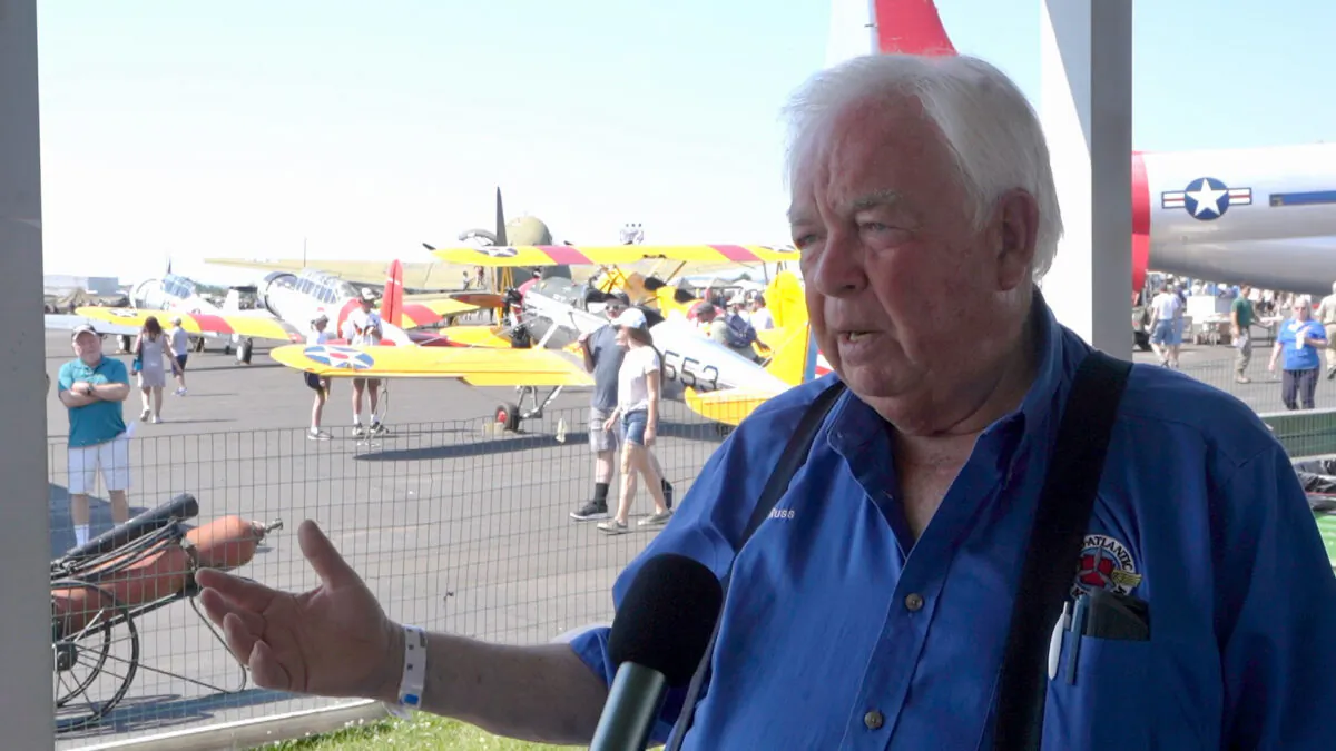 Russ Strine, founder and president of the Mid-Atlantic Air Museum, Reading, Pa., in an interview with The Epoch Times on June 6, 2021. (Serena Shi/The Epoch Times)