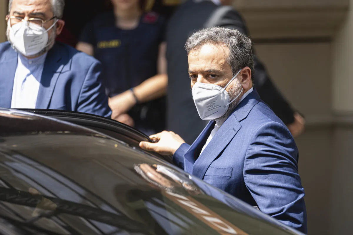Political deputy at the Ministry of Foreign Affairs of Iran, Abbas Araghchi, arrives in front of the 'Grand Hotel Vienna' where closed-door nuclear talks take place in Vienna, Austria, on June 20, 2021. (Florian Schroetter/AP Photo)
