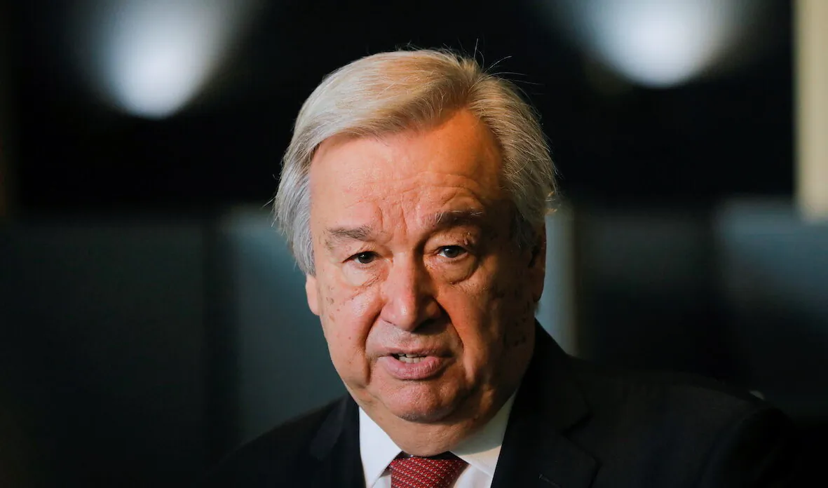 U.N. Secretary-General Antonio Guterres speaks as U.N. General Assembly appointed him for a second five-year term from Jan. 1, 2022, in New York City, N.Y., on June 18, 2021. (Andrew Kelly/Reuters)