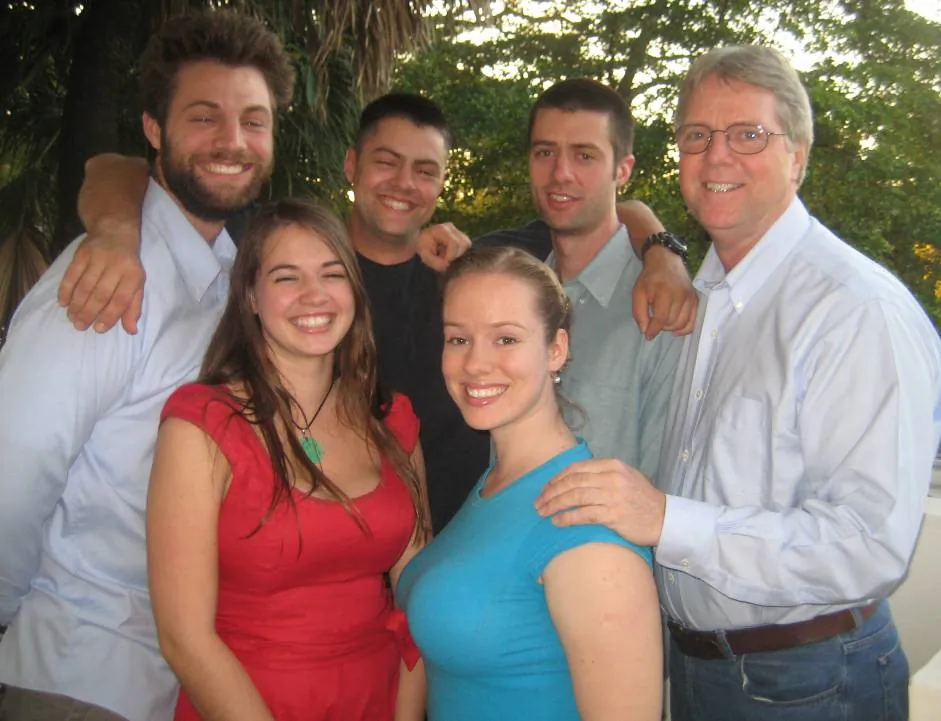 The author (R) with his children. (Courtesy of Wayne A. Barnes)
