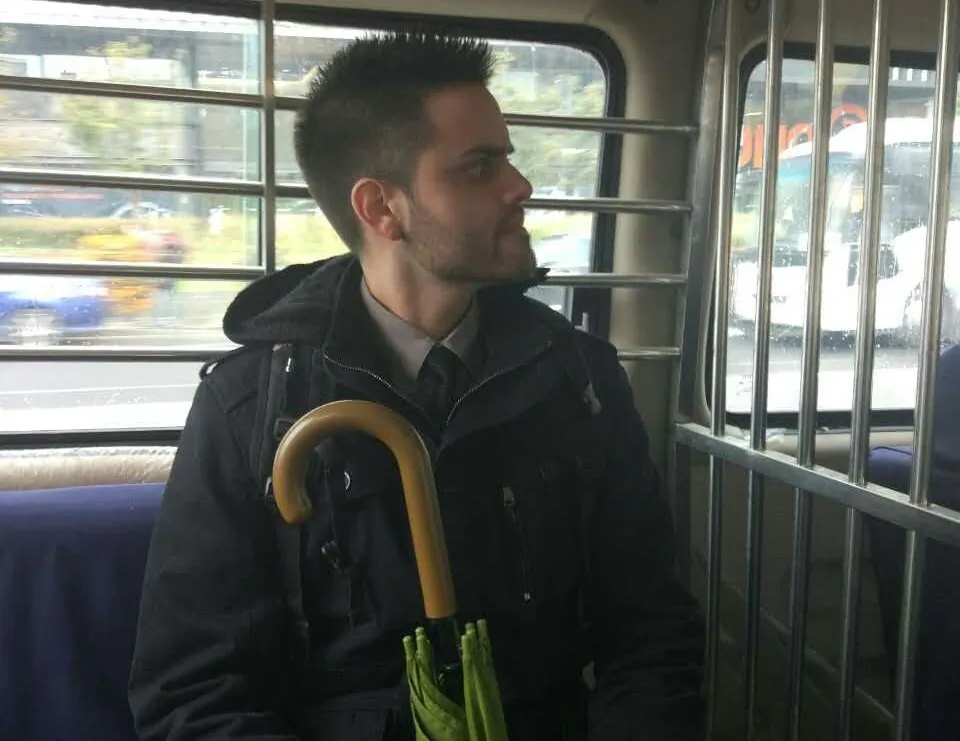 Steven Schaerer on the way to detention in China after being illegally arrested. (Courtesy of Steven Schaerer)