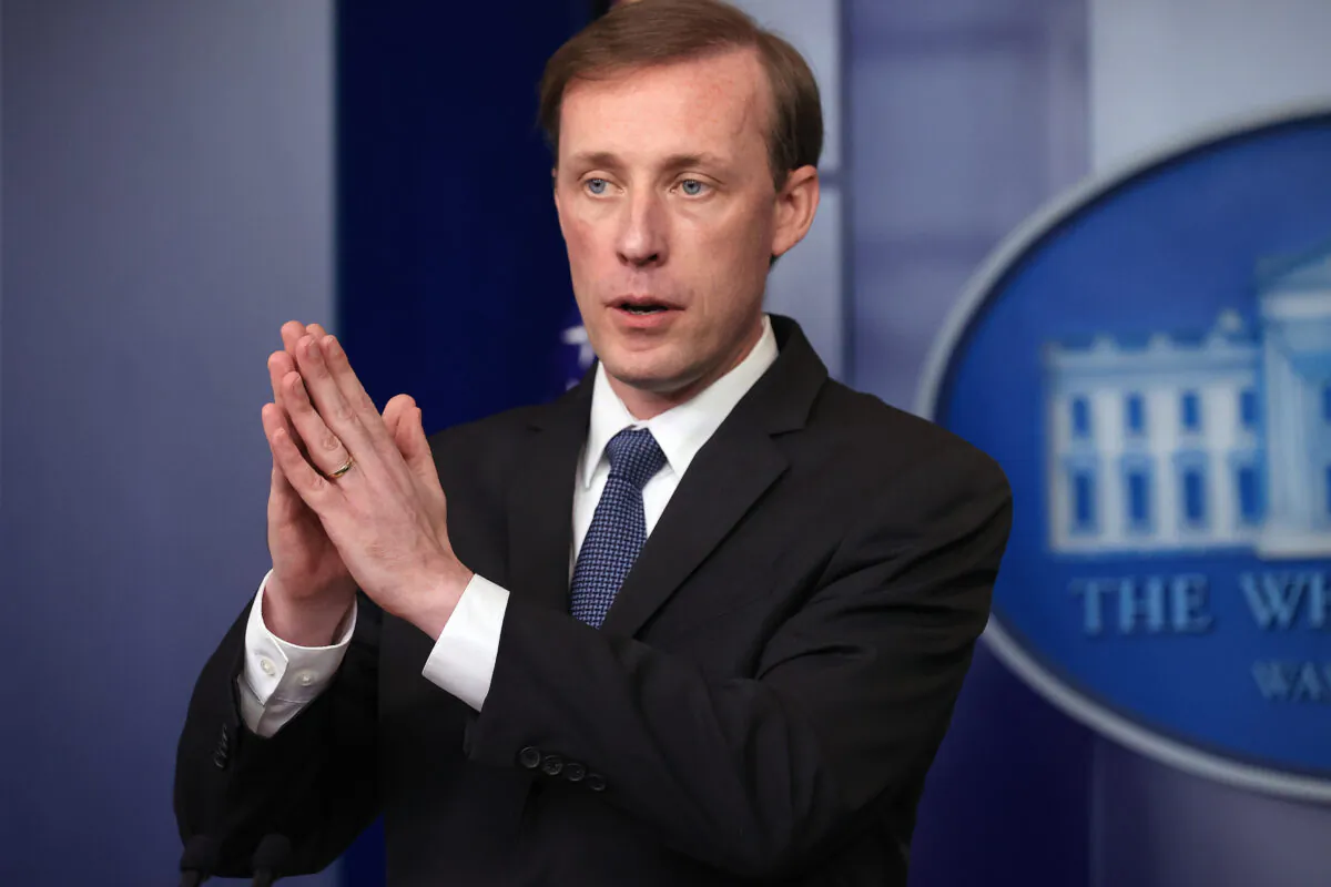 National Security Advisor Jake Sullivan talks to reporters during the daily news conference in the Brady Press Briefing Room at the White House in Washington on June 7, 2021. (Chip Somodevilla/Getty Images)