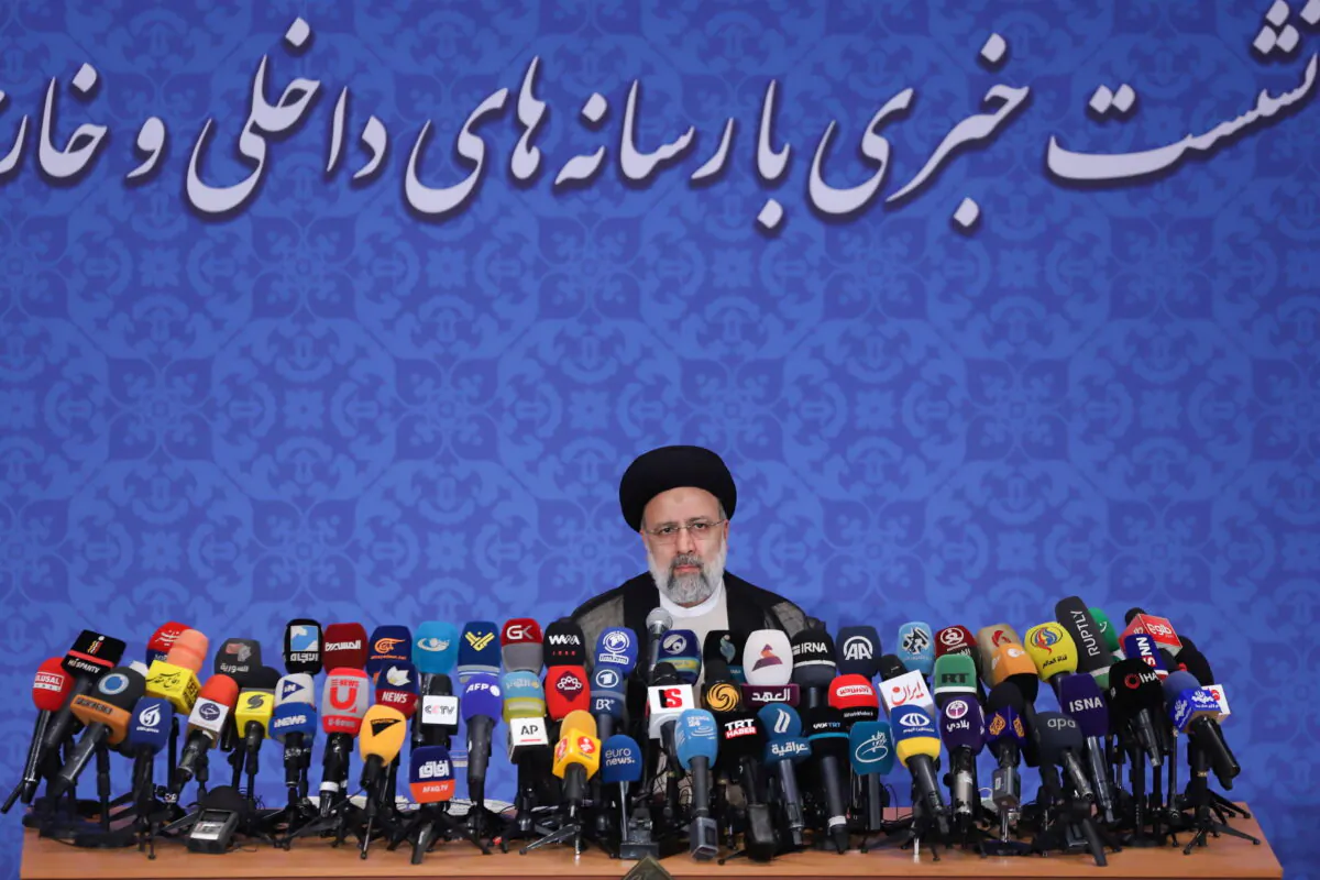Iran's President-elect Ebrahim Raisi attends a news conference in Tehran, Iran, on June 21, 2021. (Majid Asgaripour/WANA via Reuters)