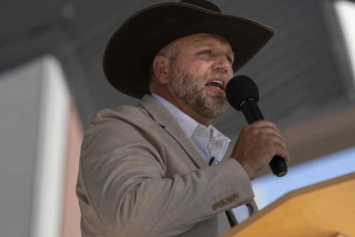 Ammon Bundy announces his candidacy for governor of Idaho during a campaign event in Boise, Idaho, on June 19, 2021. (Nathan Howard/Getty Images)