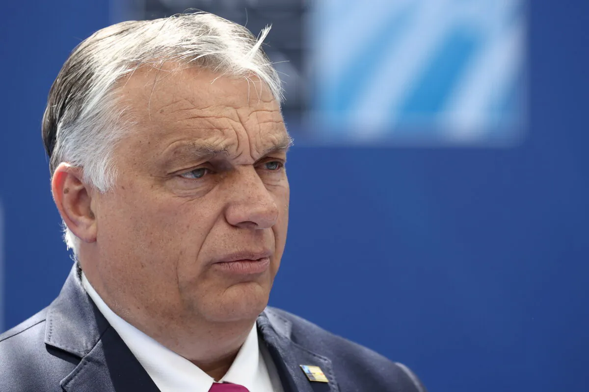 Hungary's Prime Minister Viktor Orban arrives for the NATO summit at the Alliance's headquarters, in Brussels, Belgium, on June 14, 2021. (Kenzo Tribouillard/Pool via Reuters)