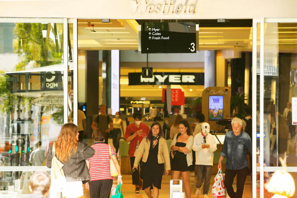 Shoppers are seen in Westfield Bondi Junction in Sydney, on March 23, 2020. (Jenny Evans/Getty Images)