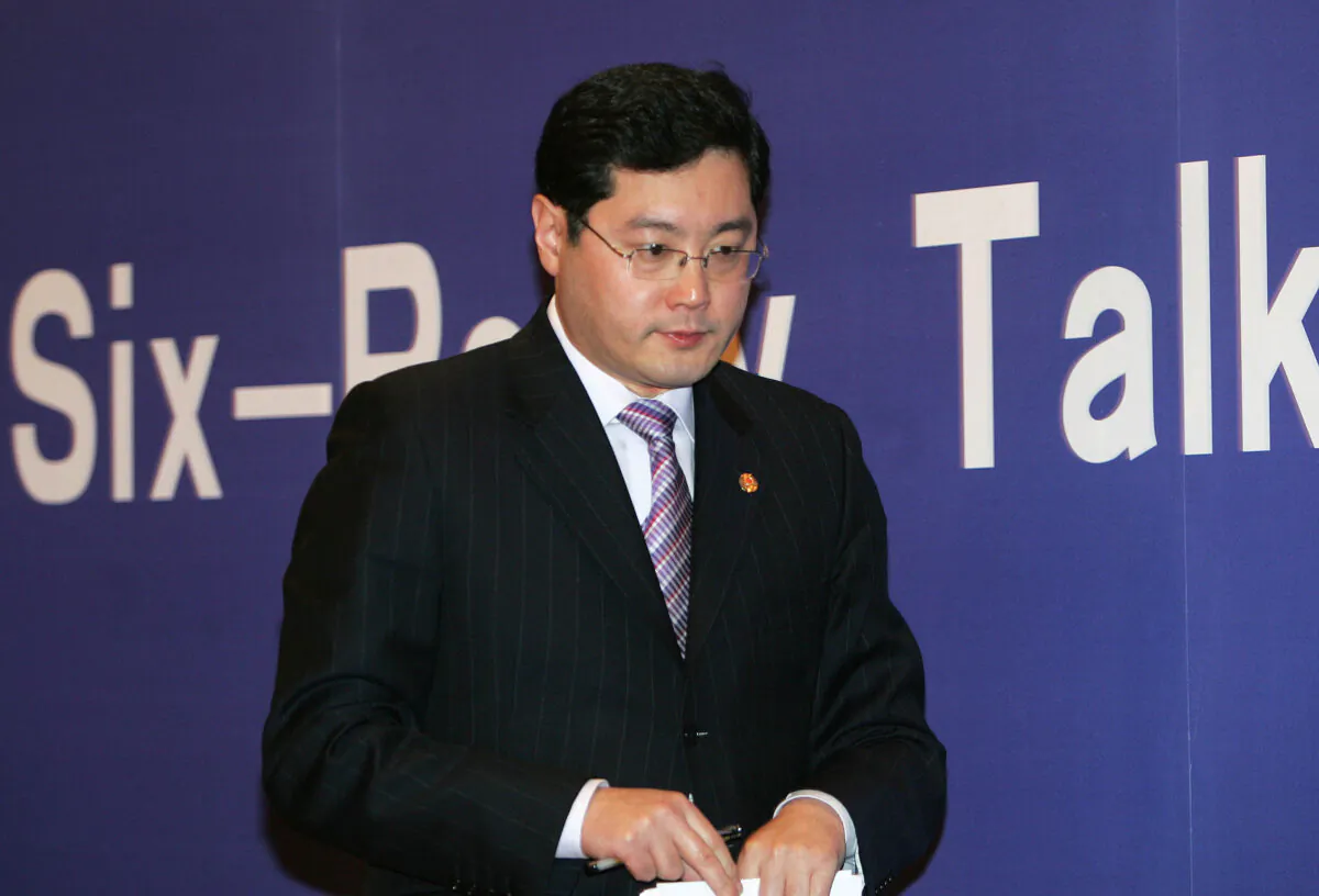 Then-Chinese Foreign Ministry spokesman Qin Gang at a press brief in Beijing on Feb. 10, 2007. (China Photos/Getty Images)