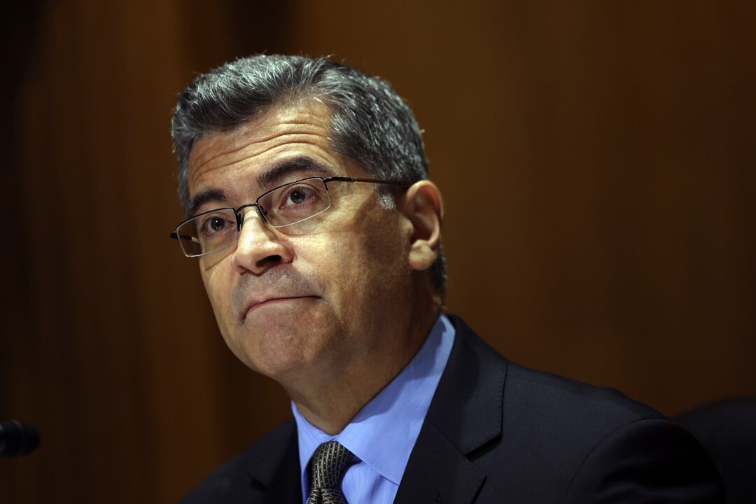 Health Secretary Xavier Becerra testifies during a congressional hearing in Washington on June 10, 2021. (Kevin Dietsch/Getty Images)