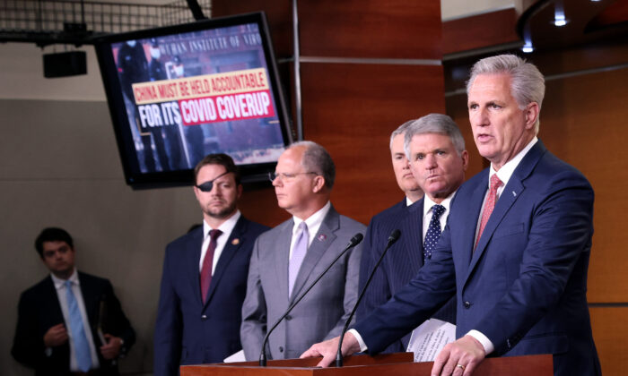 House Minority Leader Kevin McCarthy (R) speaks during a press conference at the U.S. Capitol on June 23, 2021. (Win McNamee/Getty Images)