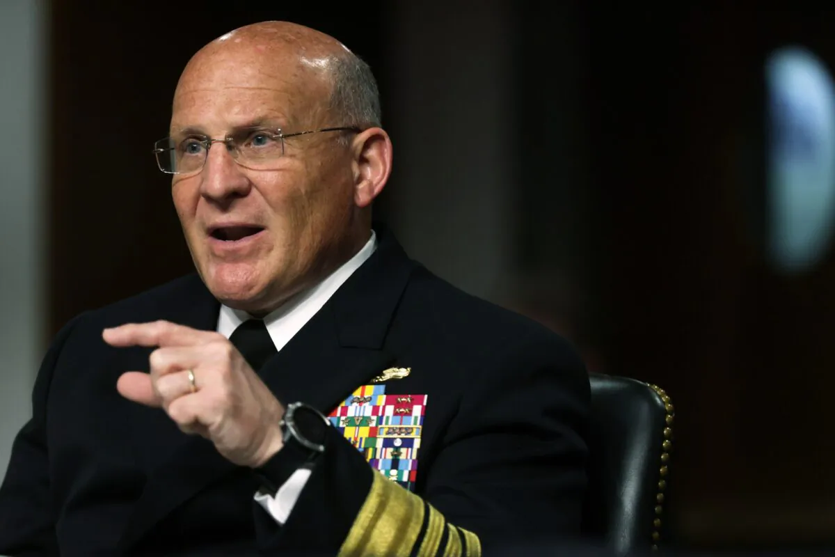 Chief of U.S. Naval Operations Adm. Mike Gilday testifies during a hearing before Senate Armed Services Committee at the U.S. Capitol in Washington on June 22, 2021. (Alex Wong/Getty Images)