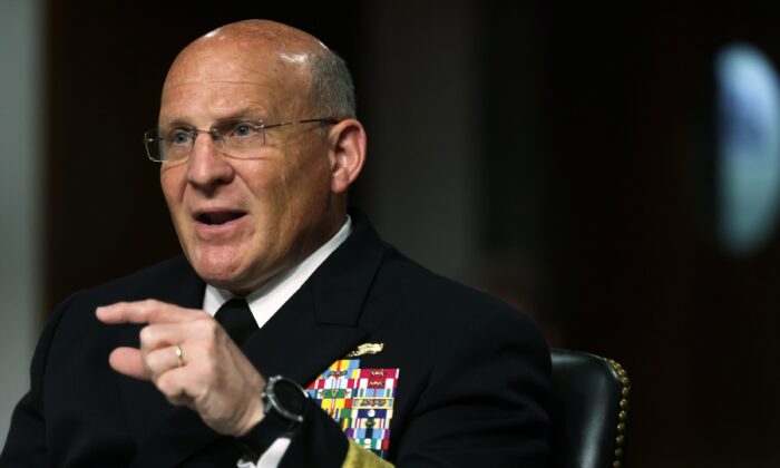 Chief of U.S. Naval Operations Adm. Michael Gilday testifies during a hearing before Senate Armed Services Committee at the U.S. Capitol on June 22, 2021. (Alex Wong/Getty Images)