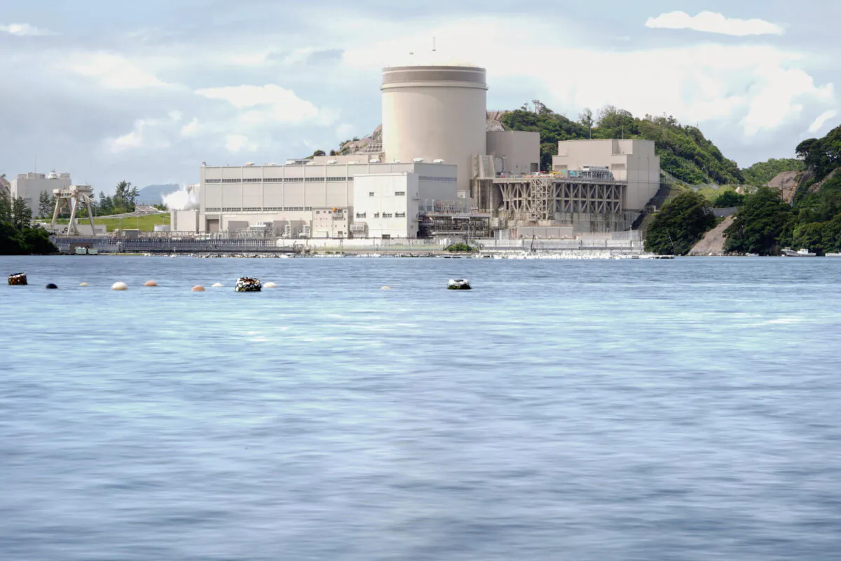 The No. 3 reactor of the Mihama Nuclear Power Plant operated by Kansai Electric Power Co. is seen in Mihama town, Fukui prefecture, central Japan, on June 23, 2021. (Kyodo News via AP)