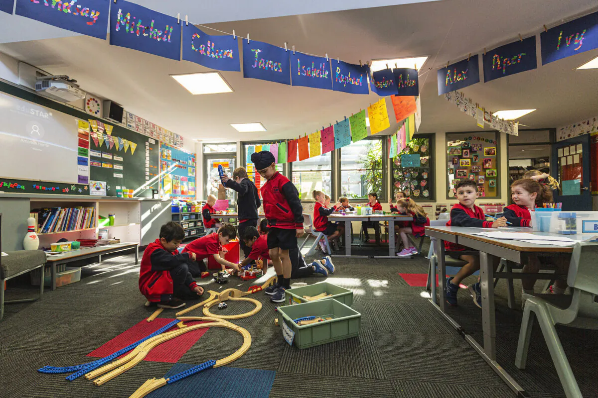 Prep students enjoy returning to the classroom at Lysterfield Primary School in Melbourne, Australia, on Oct. 12, 2020. (Daniel Pockett/Getty Images)
