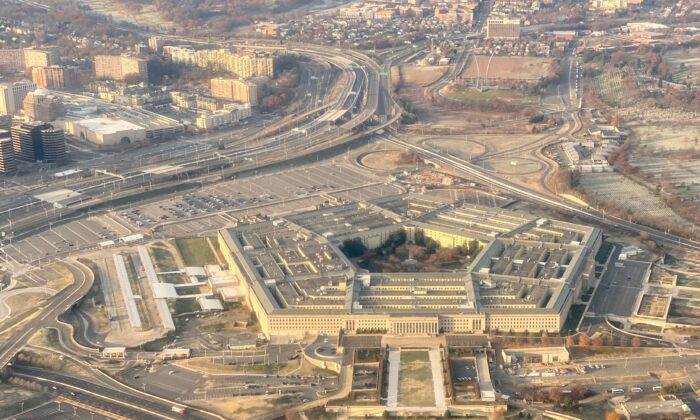 The Pentagon, the headquarters of the Department of Defense, located in Arlington County, across the Potomac River from Washington, is seen from the air on Dec. 8, 2019. (Daniel Slim/AFP via Getty Images)