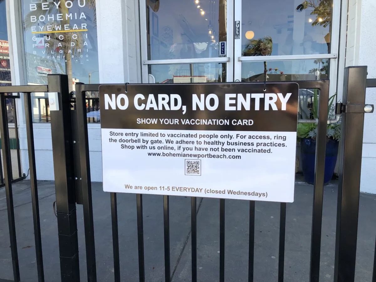 Deborah Nguyen, owner of Bohemia in Newport Beach, began requiring shoppers to show proof of vaccination at her shop more than a month ago. (Vanessa Serna/The Epoch Times)