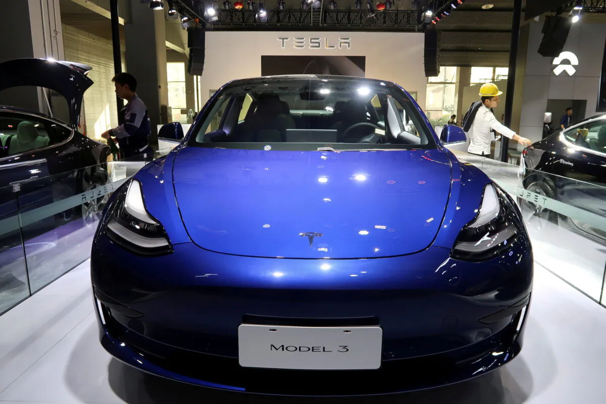 A China-made Tesla Model 3 electric vehicle is seen ahead of the Guangzhou auto show in Guangzhou, Guangdong province, China, on Nov. 21, 2019. (Yilei Sun/File Photo/Reuters)