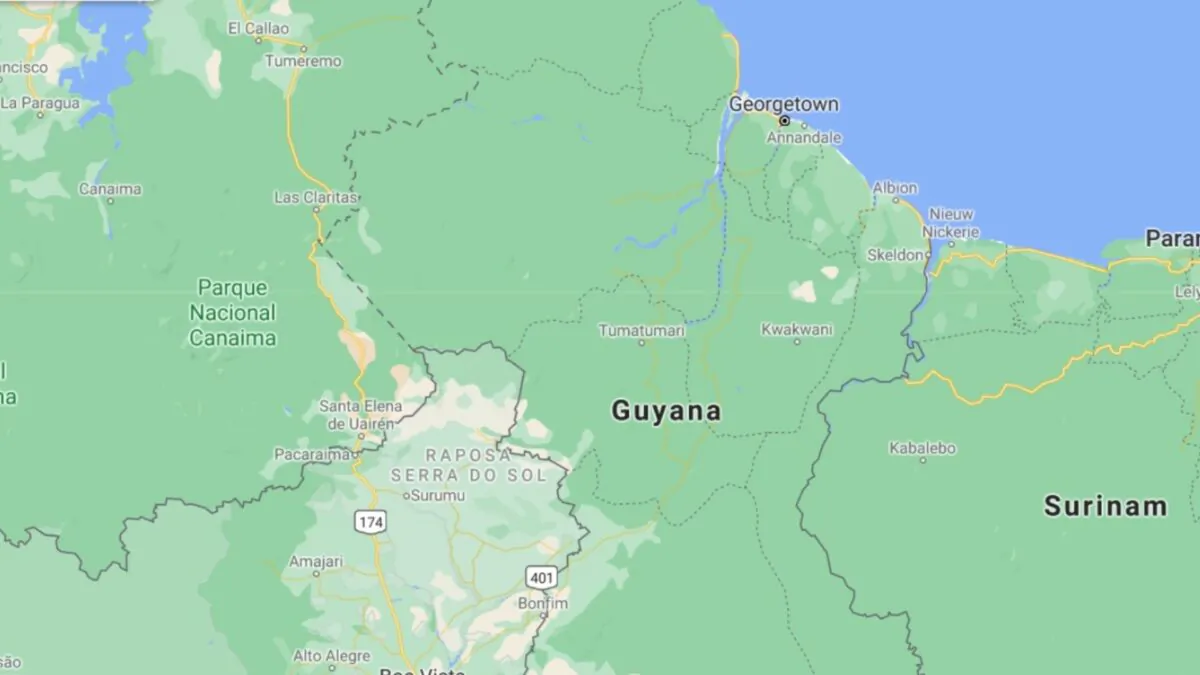 A map of Guyana. (Google maps)