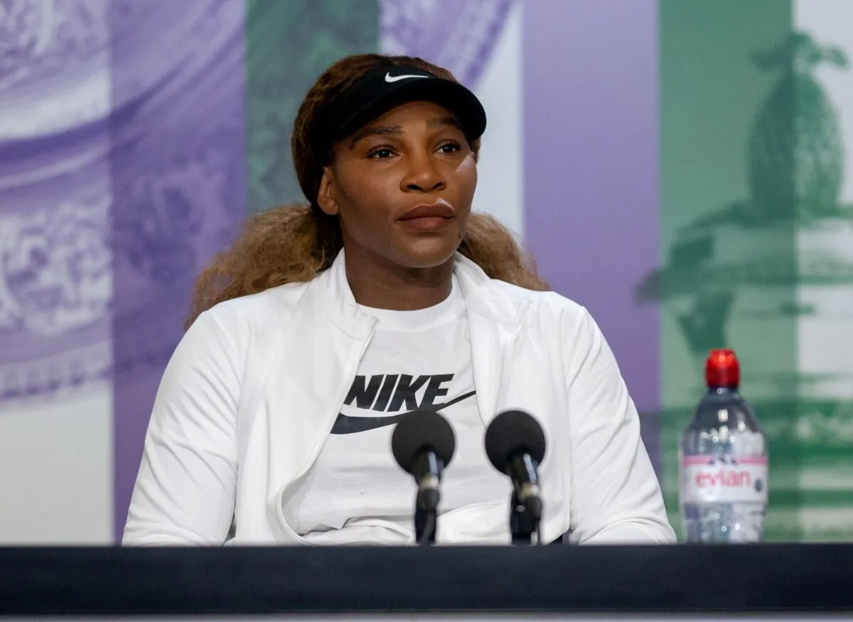 Serena Williams during a press conference at All England Lawn Tennis and Croquet Club in Wimbledon, south-west London, Britain, on June 27, 2021. (Florian Eisele/Pool via Reuters)