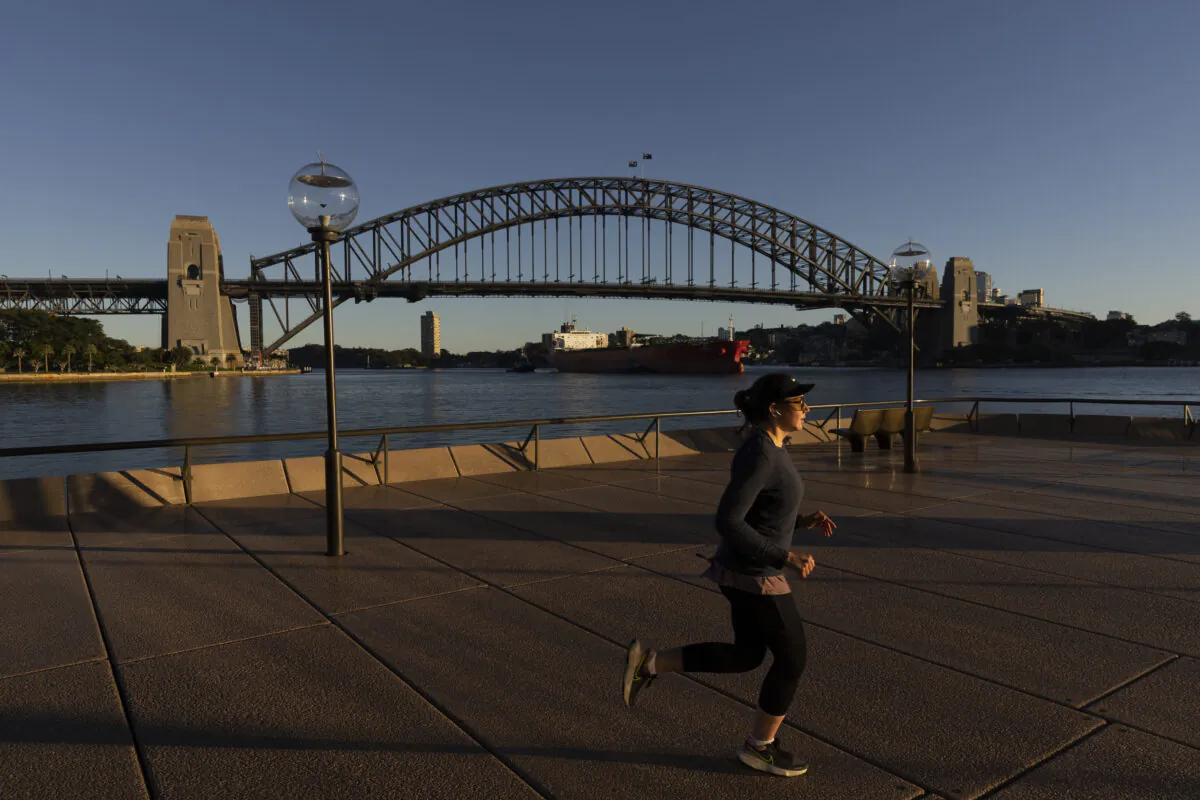 A jogger is seen on the first day of lockdown in Sydney, Australia, on June 27, 2021. (Brook Mitchell/Getty Images)