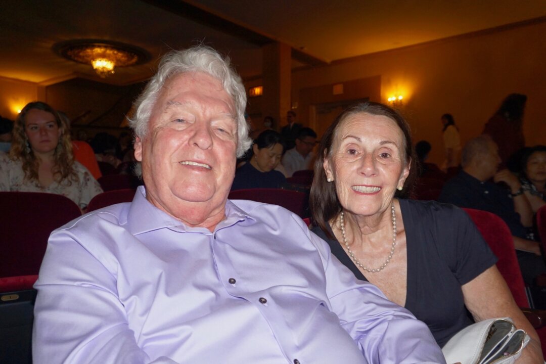 Richard Tuting and his wife Elizabeth enjoyed Shen Yun at the Palace Theatre in Stamford, Connecticut, on June 26, 2021. (Sally Sun/The Epoch Times)