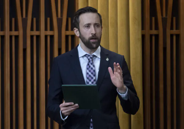 Independent member of Parliament Derek Sloan rises during question period in the House of Commons in Ottawa on Feb. 5, 2021. (Adrian Wyld/The Canadian Press)