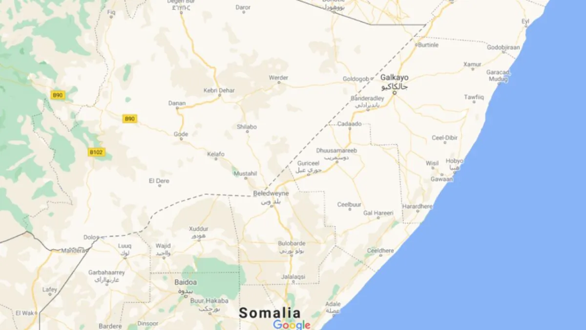 A map showing Galmudug, state of Somalia in an undated photo. (Google maps)
